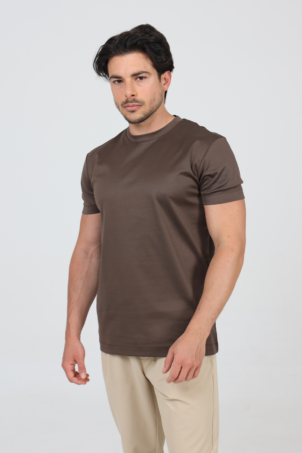 BROWN MERCERIZED T-SHIRT