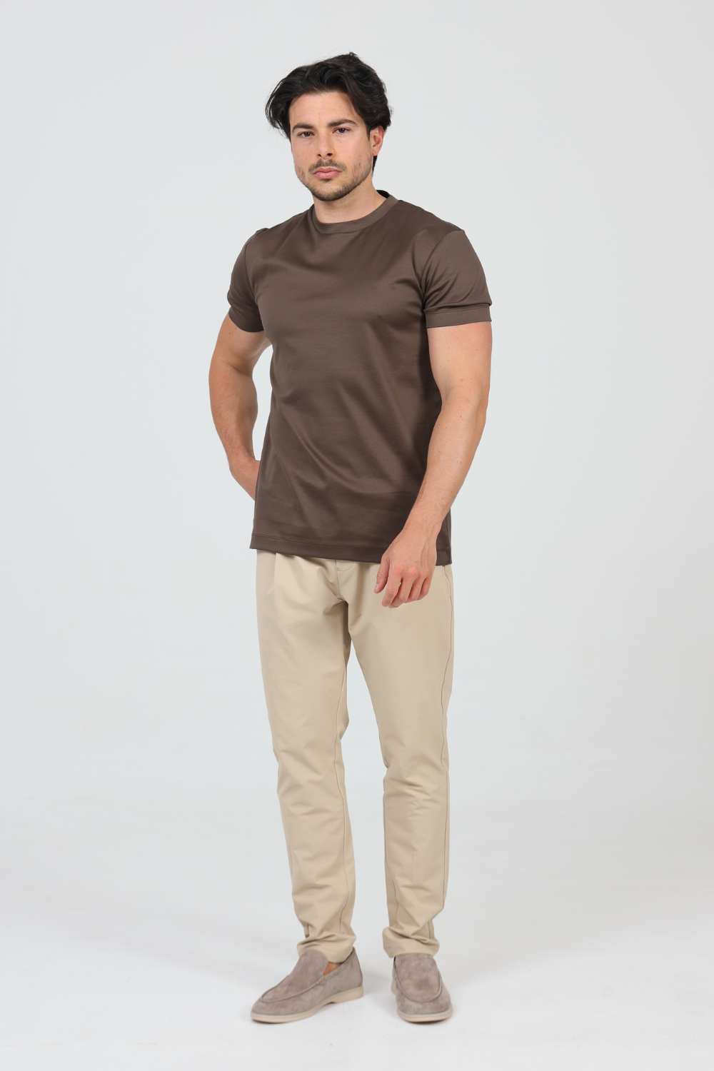 BROWN MERCERIZED T-SHIRT