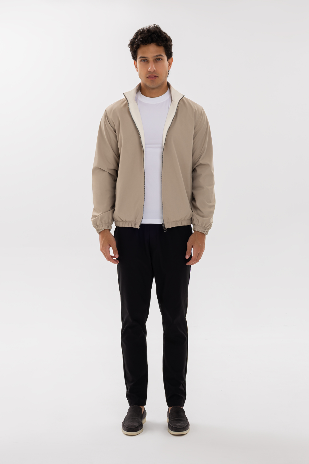 TAUPE REVERSIBLE BOMBER JACKET