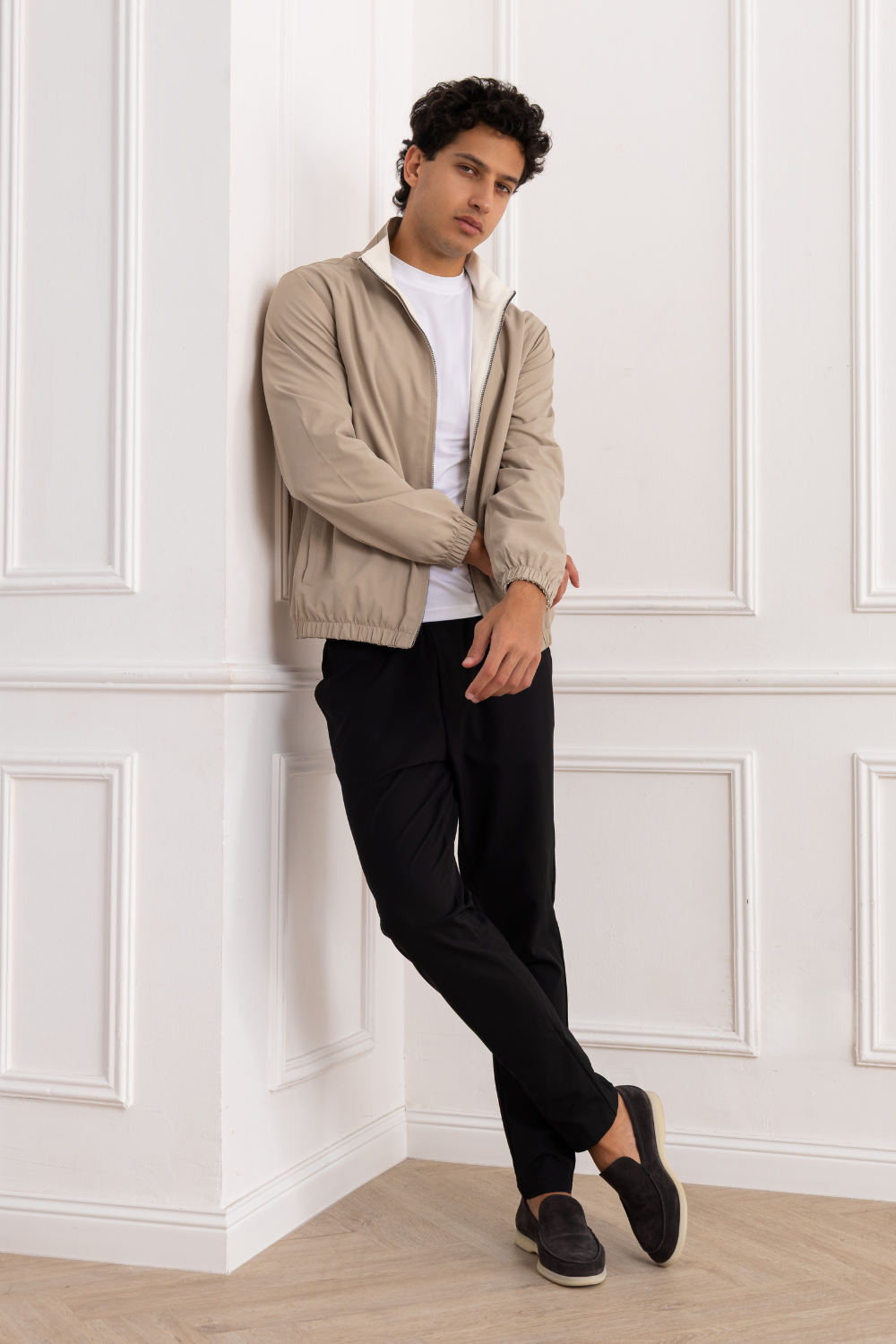 TAUPE REVERSIBLE BOMBER JACKET