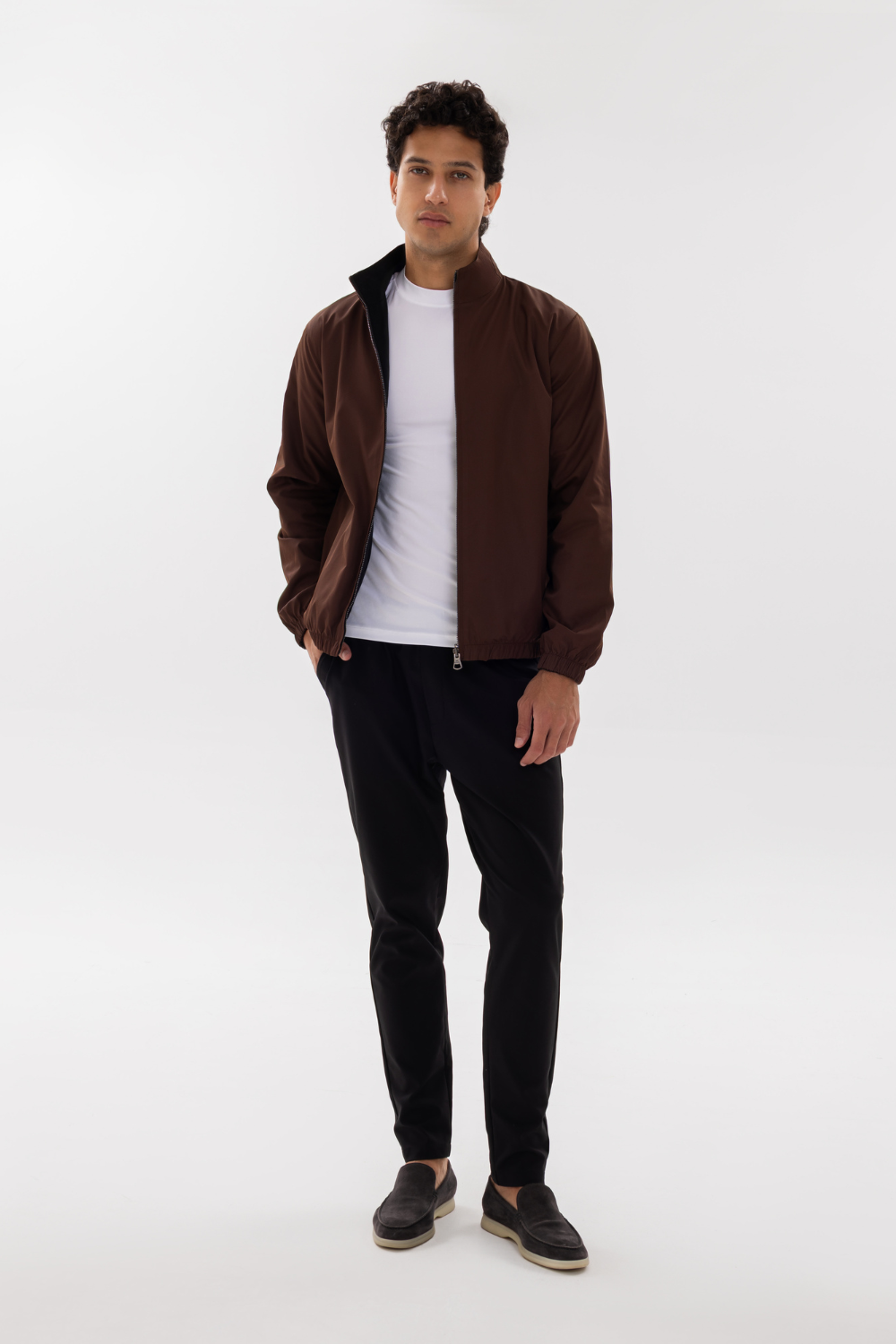 BROWN REVERSIBLE BOMBER JACKET