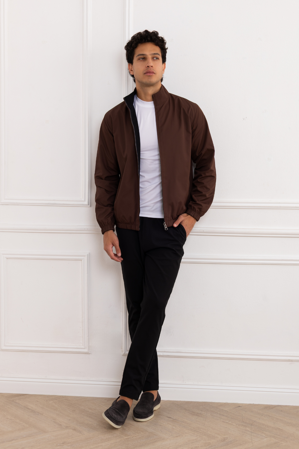 BROWN REVERSIBLE BOMBER JACKET