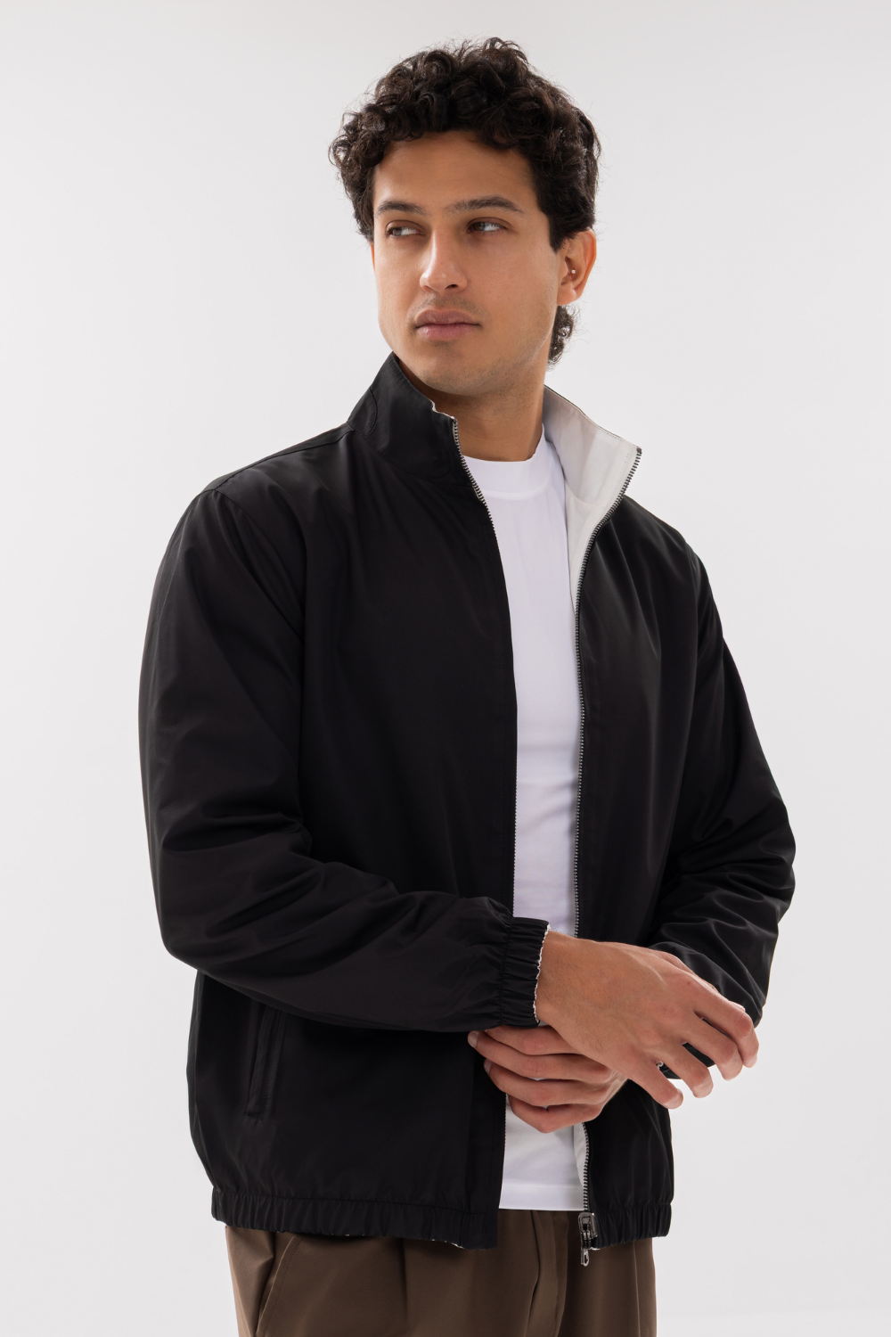 BLACK REVERSIBLE BOMBER JACKET