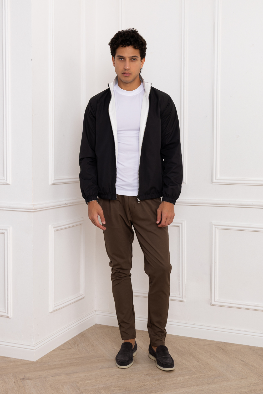 BLACK REVERSIBLE BOMBER JACKET