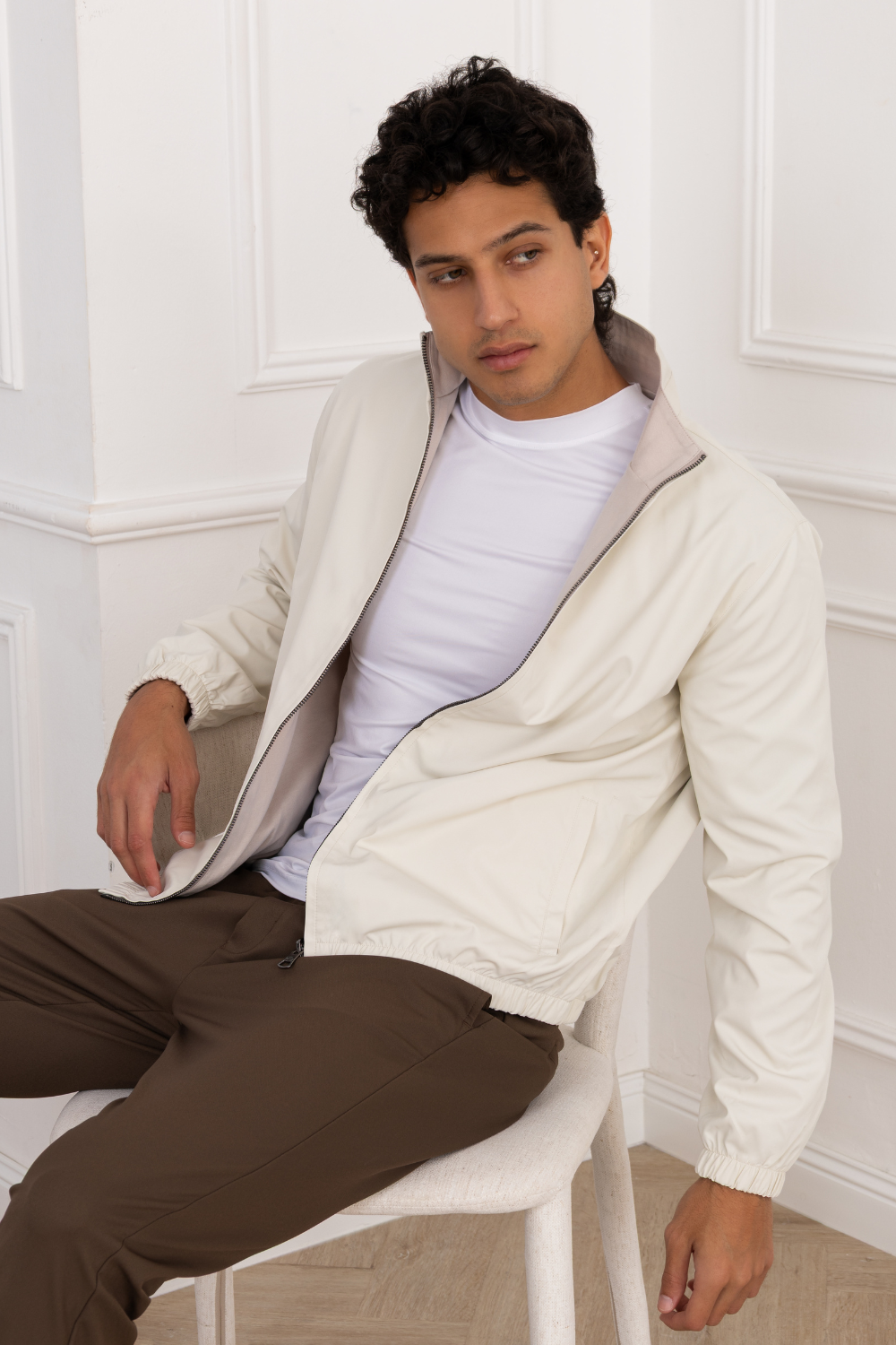 IVORY REVERSIBLE BOMBER JACKET