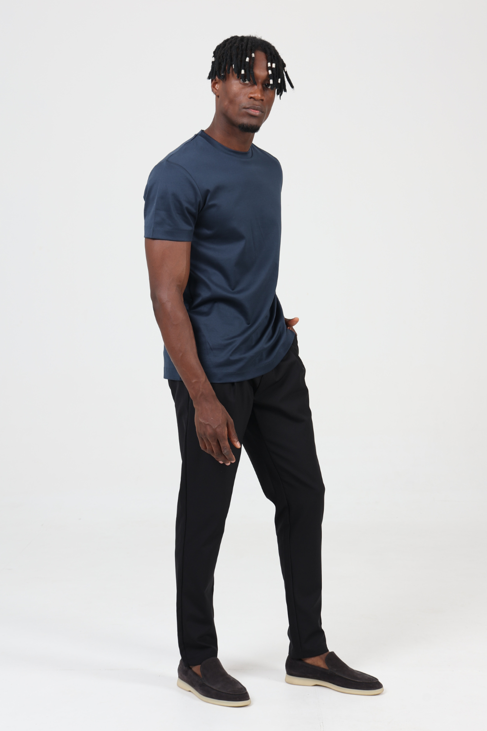 NAVY BLUE MERCERIZED T-SHIRT