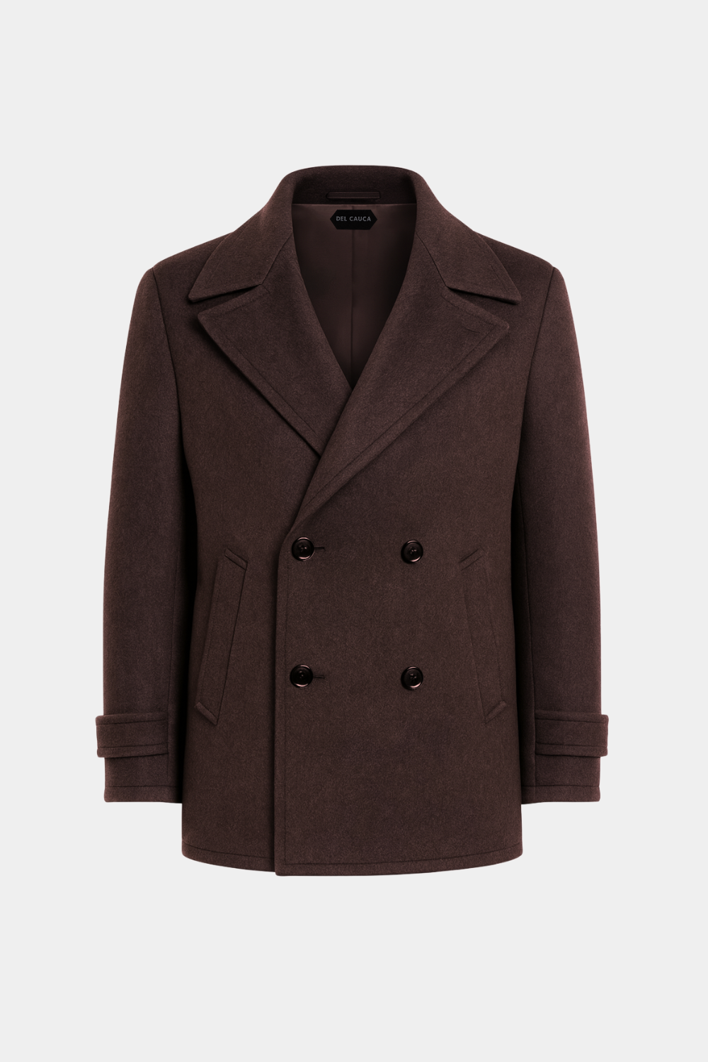 BROWN WOOL PEACOAT