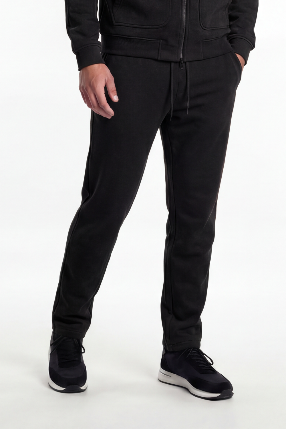 BLACK WOOL TRACK PANTS