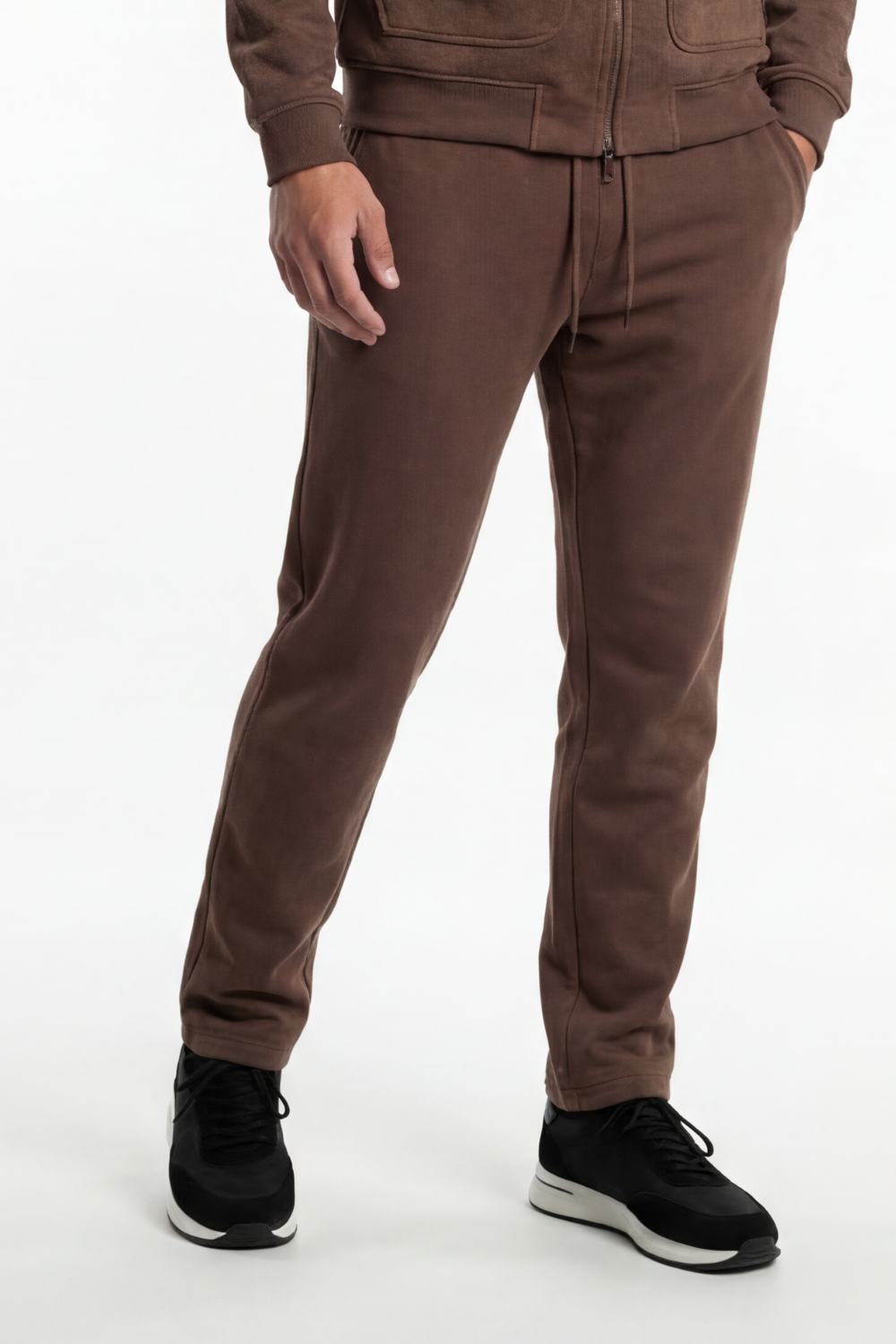 BROWN WOOL TRACK PANTS