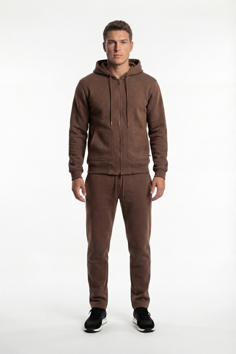 BROWN WOOL TRACK TOP
