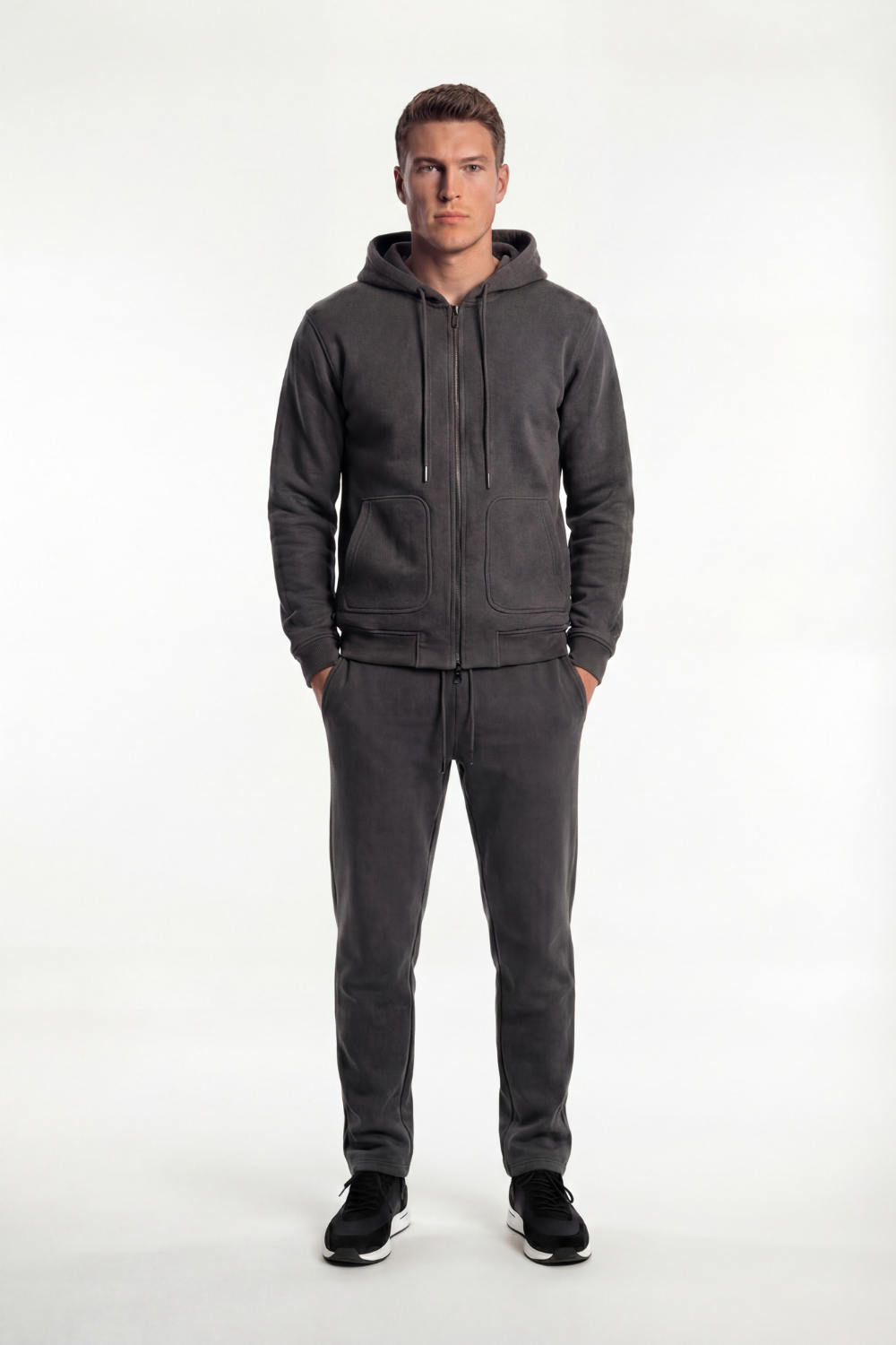 DARK GREY WOOL TRACK TOP