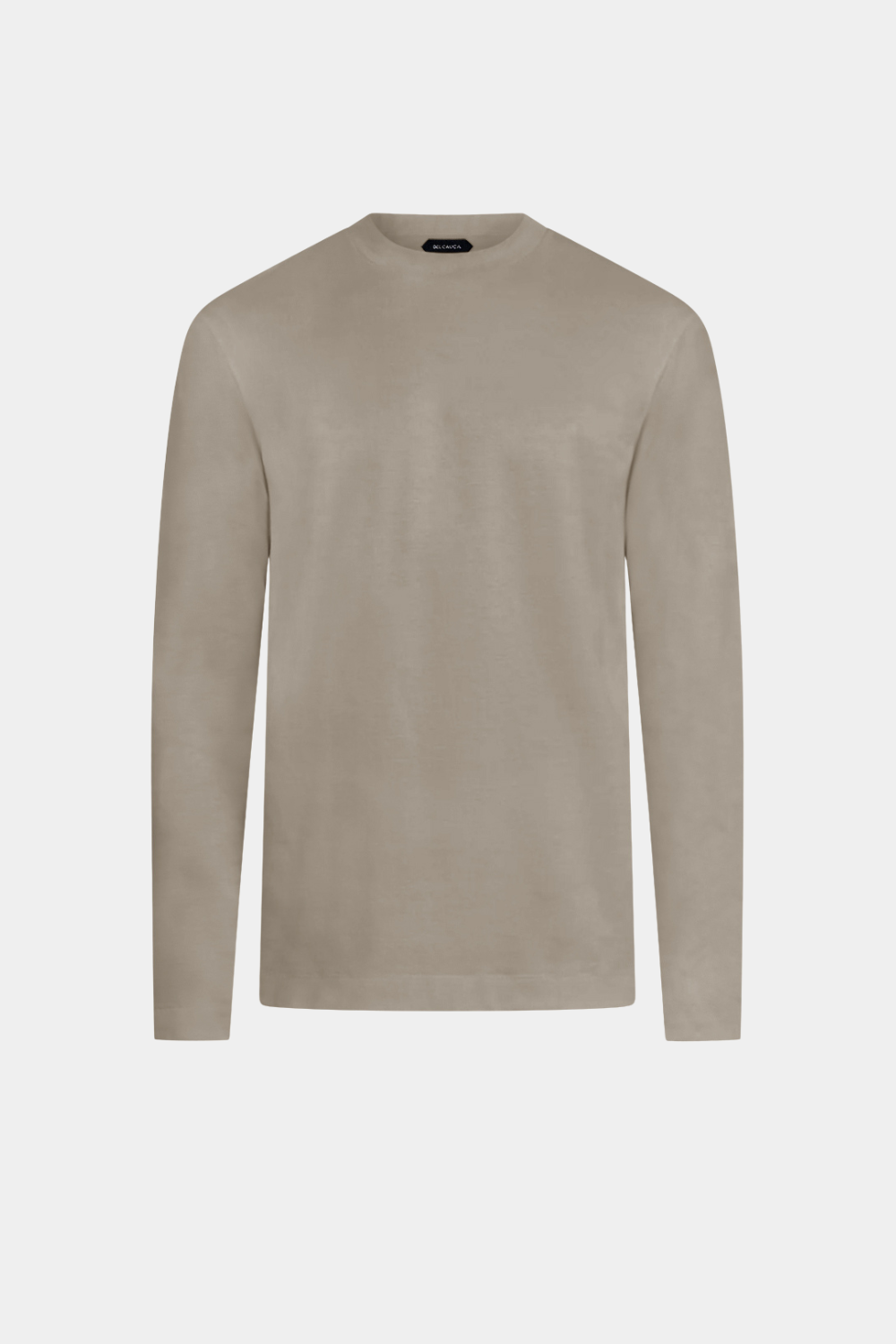 TAUPE COTTON-SILK LONGSLEEVE T-SHIRT
