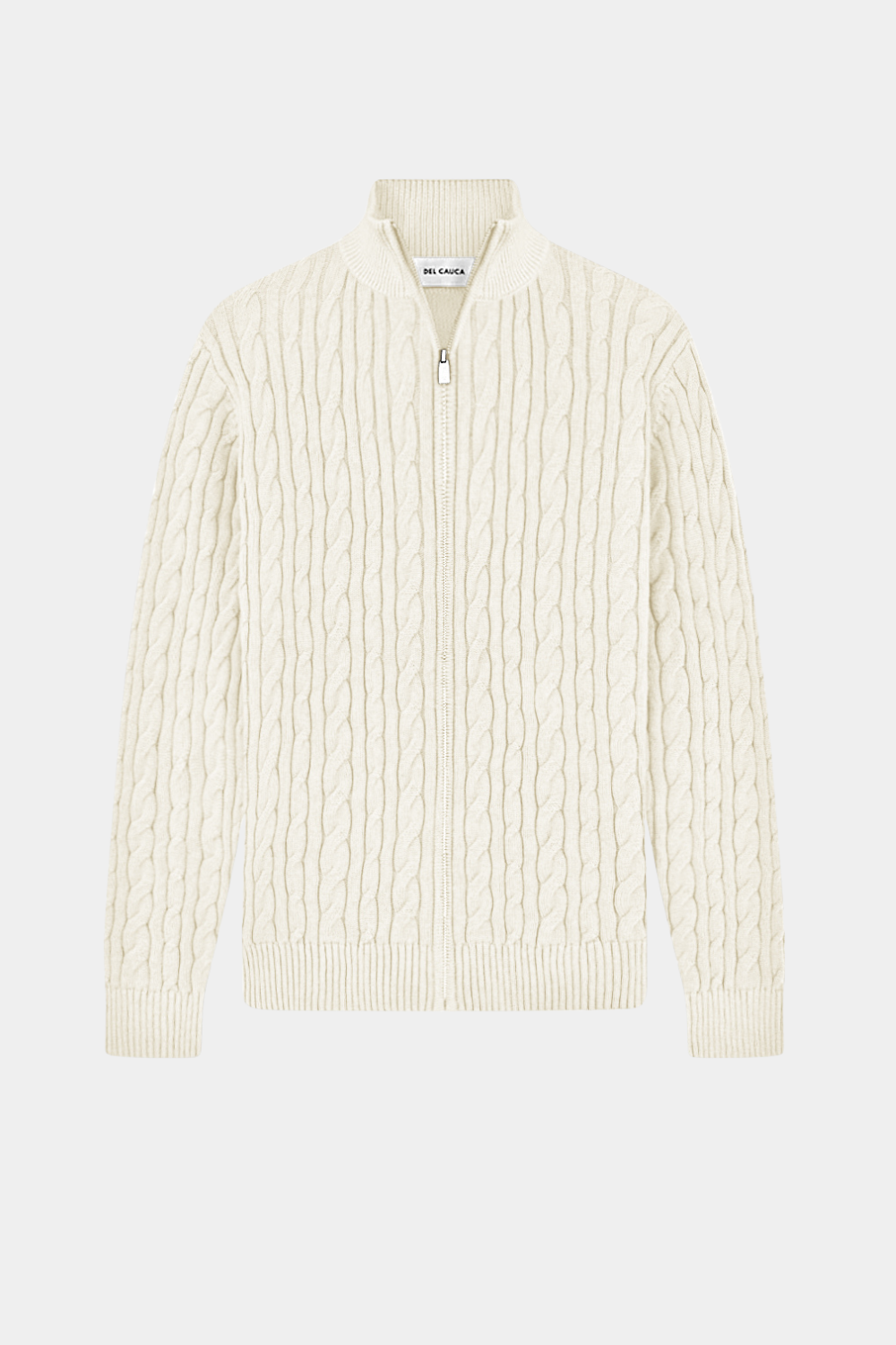 IVORY CASHMERE CABLE KNIT FULL ZIP
